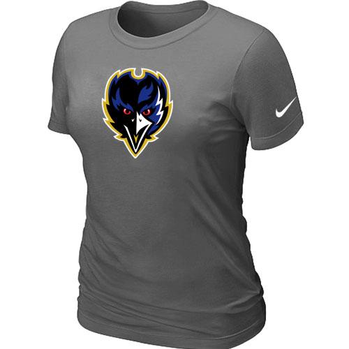 Cheap Women Nike Baltimore Ravens Tean Logo D.Grey NFL Football T-Shirt