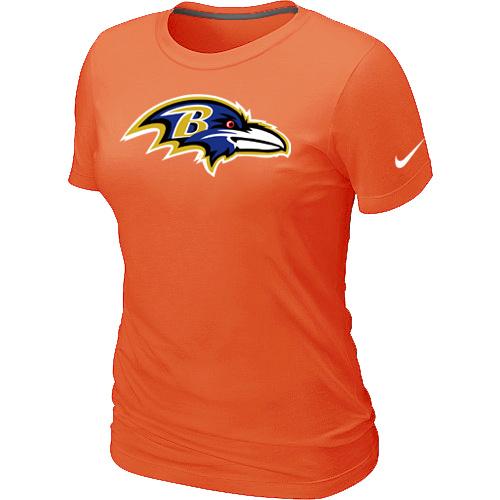 Cheap Women Nike Baltimore Ravens Orange Logo NFL Football T-Shirt