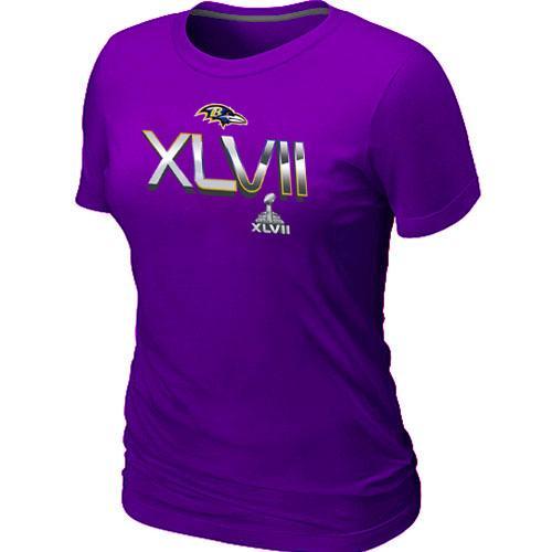Cheap Women Nike Baltimore Ravens 2012 Super Bowl XLVII On Our Way Purple NFL Football T-Shirt