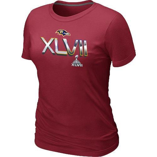 Cheap Women Nike Baltimore Ravens 2012 Super Bowl XLVII On Our Way Red NFL Football T-Shirt