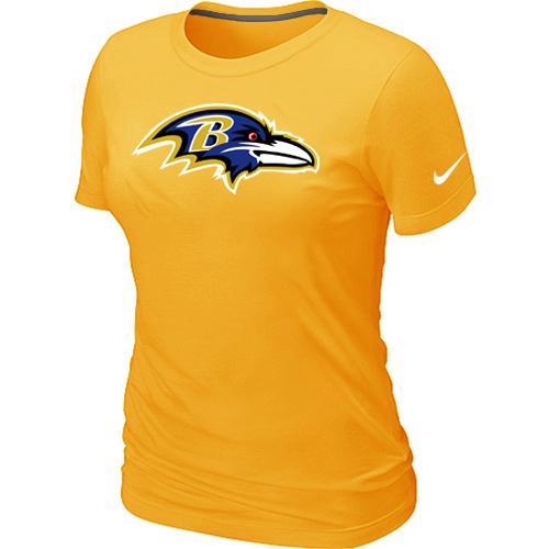 Cheap Women Nike Baltimore Ravens Yellow Logo NFL Football T-Shirt