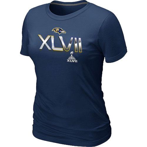 Cheap Women Nike Baltimore Ravens 2012 Super Bowl XLVII On Our Way D.Blue NFL Football T-Shirt