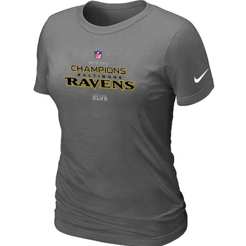 Cheap Women Nike Baltimore Ravens 2012 AFC Conference Champions Trophy Collection Long D.Grey NFL Football T-Shirt