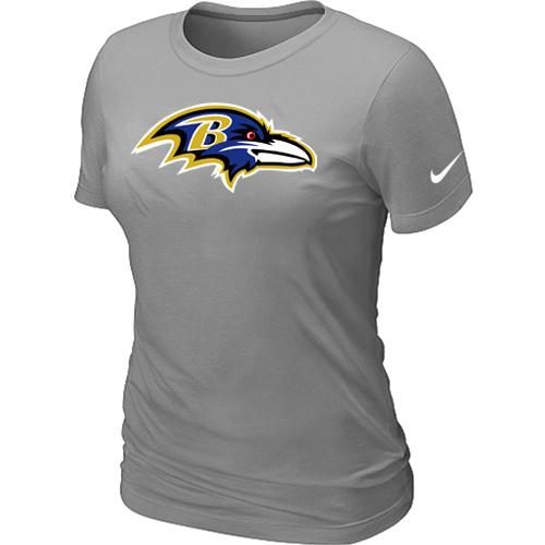 Cheap Women Nike Baltimore Ravens L.Grey Logo NFL Football T-Shirt