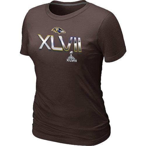 Cheap Women Nike Baltimore Ravens 2012 Super Bowl XLVII On Our Way Brown NFL Football T-Shirt