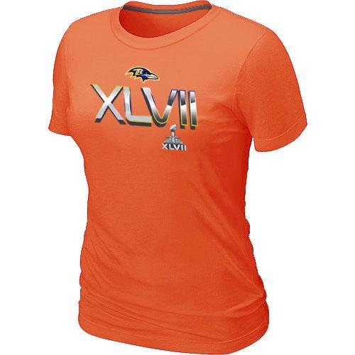 Cheap Women Nike Baltimore Ravens 2012 Super Bowl XLVII On Our Way Orange NFL Football T-Shirt