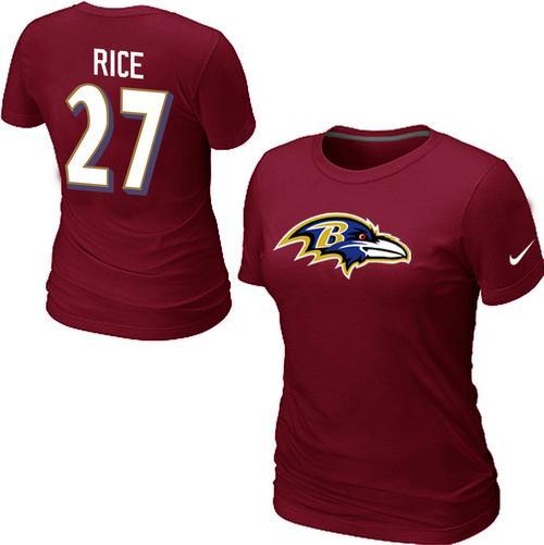 Cheap Women Nike Baltimore Ravens Ed Reed Name & Number Red NFL Football T-Shirt