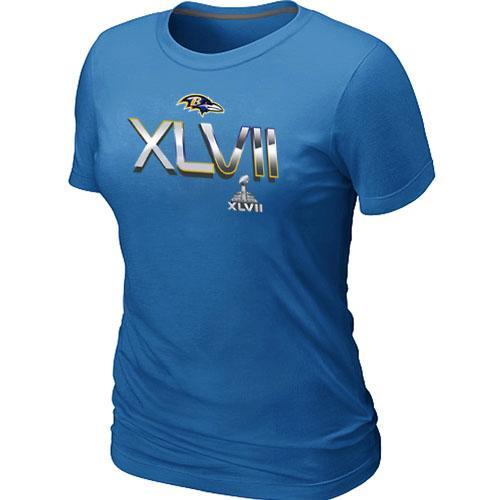 Cheap Women Nike Baltimore Ravens 2012 Super Bowl XLVII On Our Way L.blue NFL Football T-Shirt