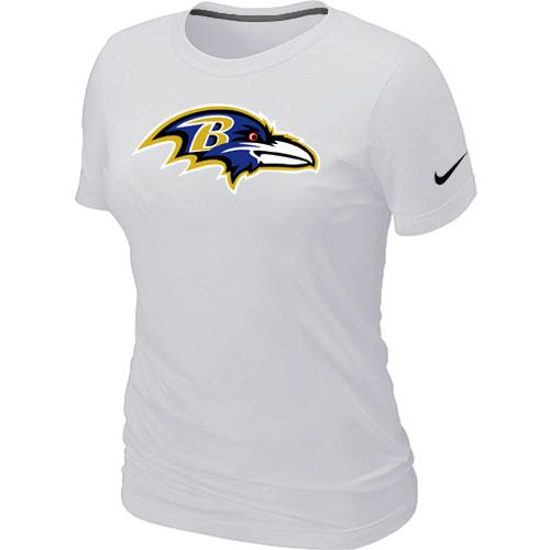Cheap Women Nike Baltimore Ravens White Logo NFL Football T-Shirt