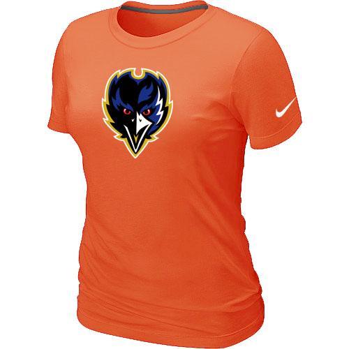 Cheap Women Nike Baltimore Ravens Tean Logo Orange NFL Football T-Shirt