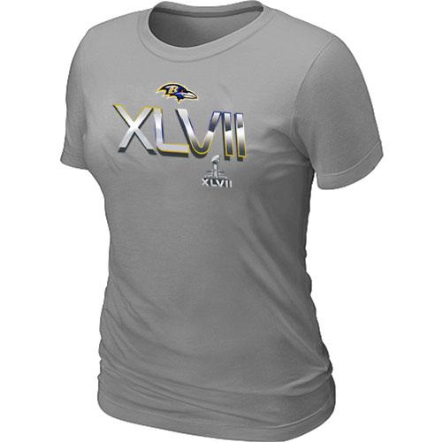 Cheap Women Nike Baltimore Ravens 2012 Super Bowl XLVII On Our Way L.Grey NFL Football T-Shirt