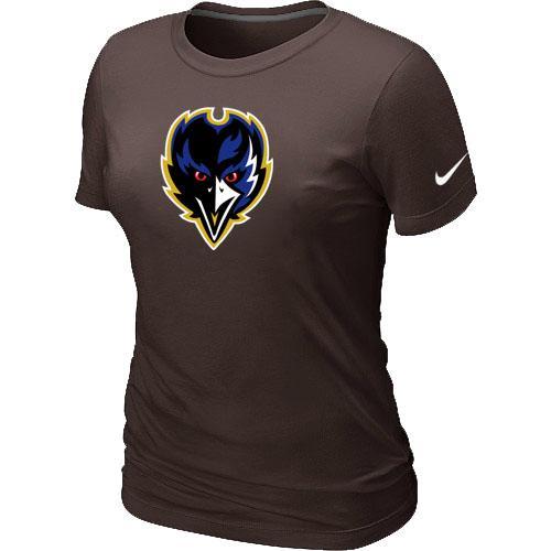 Cheap Women Nike Baltimore Ravens Tean Logo Brown NFL Football T-Shirt