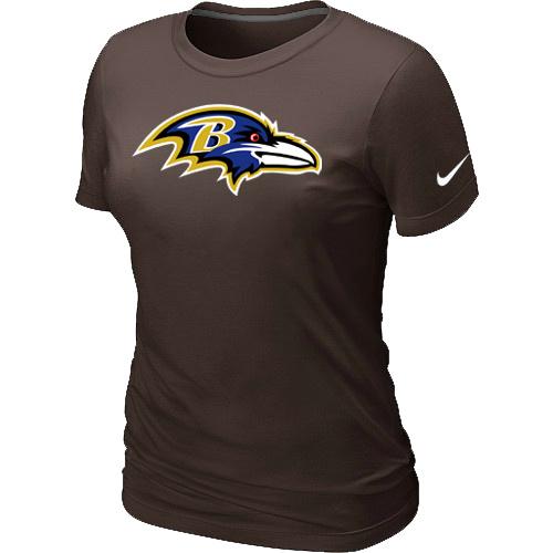 Cheap Women Nike Baltimore Ravens Brown Logo NFL Football T-Shirt