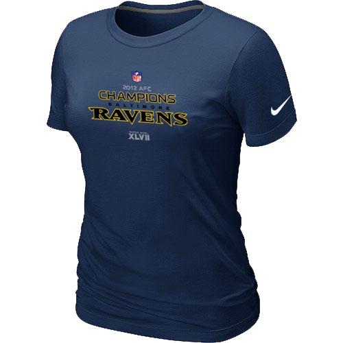Cheap Women Nike Baltimore Ravens 2012 AFC Conference Champions Trophy Collection Long D.Blue NFL Football T-Shirt