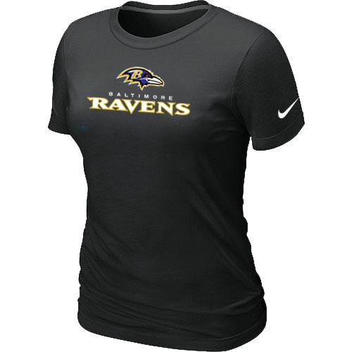 Cheap Women Nike Baltimore Ravens Authentic Logo Black NFL Football T-Shirt