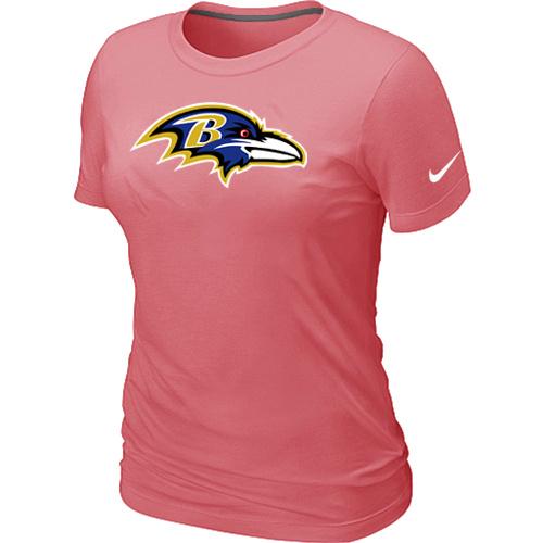 Cheap Women Nike Baltimore Ravens Pink Logo NFL Football T-Shirt