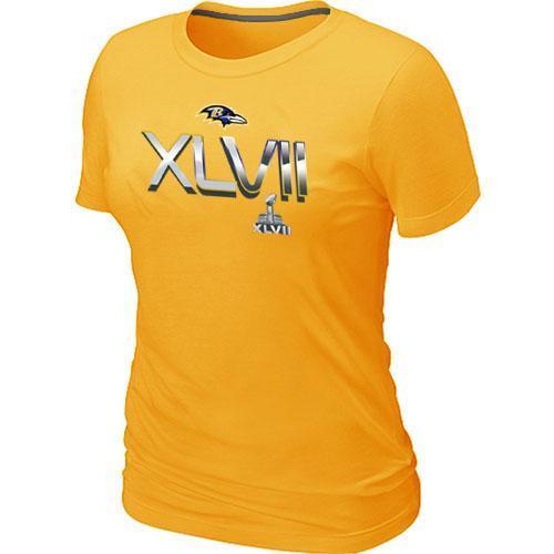 Cheap Women Nike Baltimore Ravens 2012 Super Bowl XLVII On Our Way Yellow NFL Football T-Shirt