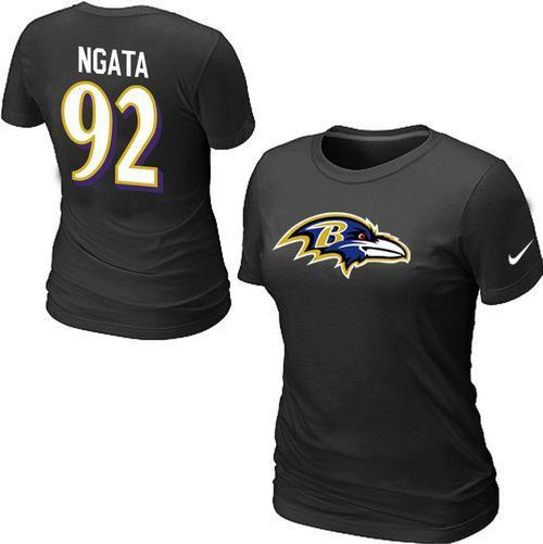 Cheap Women Nike Baltimore Ravens 92 NGATA Name & Number Black NFL Football T-Shirt