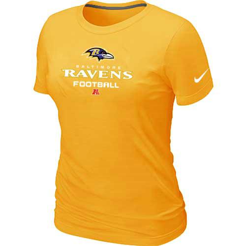 Cheap Women Nike Baltimore Ravens Yellow Critical Victory NFL Football T-Shirt