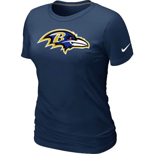 Cheap Women Nike Baltimore Ravens D.Blue Logo NFL Football T-Shirt