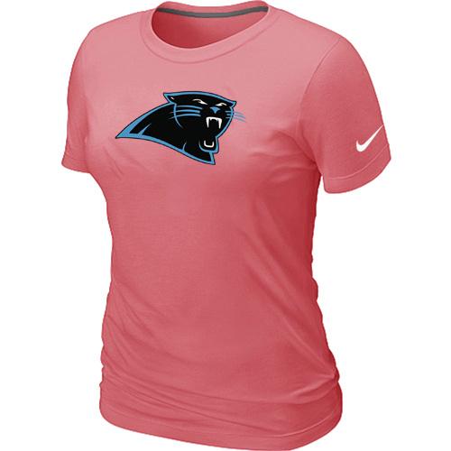 Cheap Women Nike Carolina Panthers Pink Logo NFL Football T-Shirt