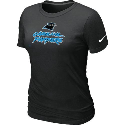 Cheap Women Nike Carolina Panthers Authentic Logo Black NFL Football T-Shirt