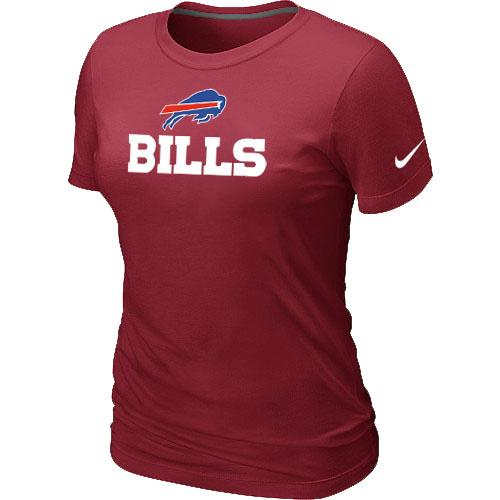 Cheap Women Nike Buffalo Bills Authentic Logo Red NFL Football T-Shirt