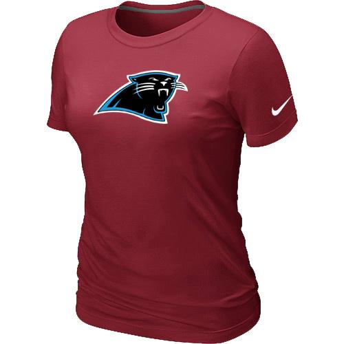 Cheap Women Nike Carolina Panthers Red Logo NFL Football T-Shirt