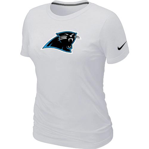 Cheap Women Nike Carolina Panthers White Logo NFL Football T-Shirt