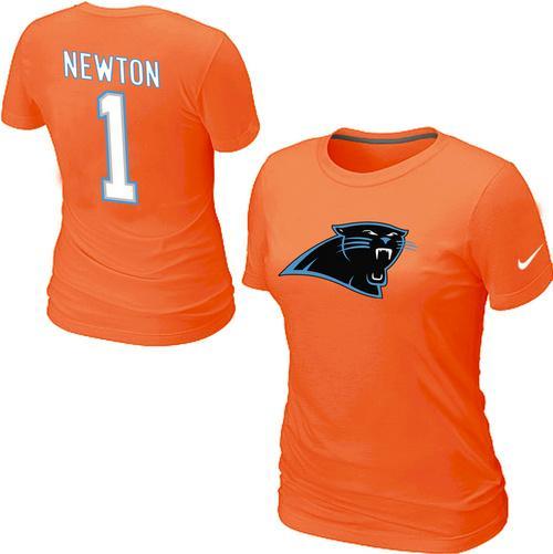 Cheap Women Nike Carolina Panthers Cam Newton Name & Number Orange NFL Football T-Shirt