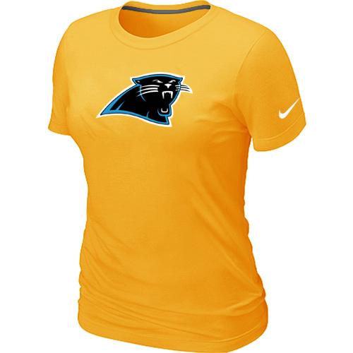 Cheap Women Nike Carolina Panthers Yellow Logo NFL Football T-Shirt
