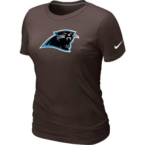 Cheap Women Nike Carolina Panthers Brown Logo NFL Football T-Shirt