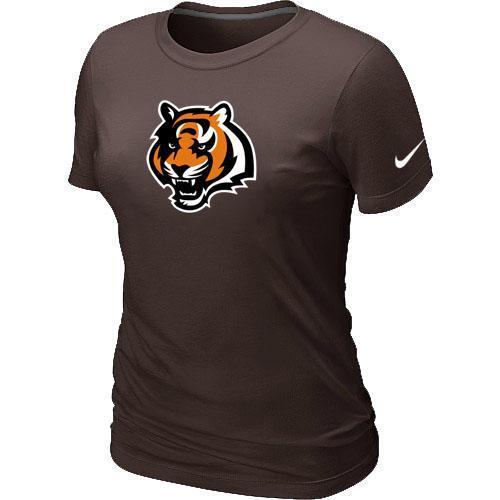 Cheap Women Nike Cincinnati Bengals Tean Logo Brown NFL Football T-Shirt