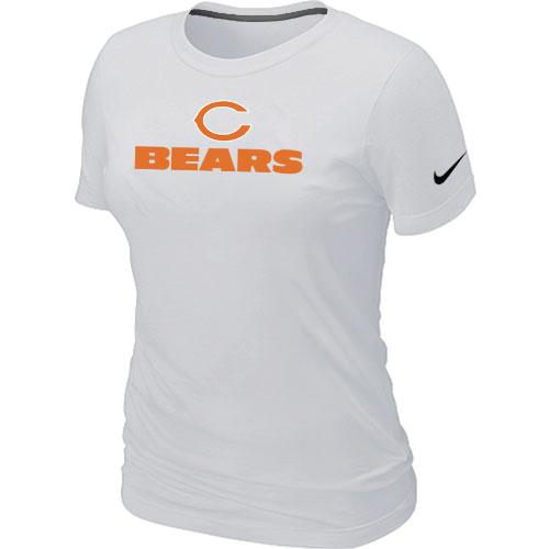 Cheap Women Nike Chicago Bears Authentic logo White NFL Football T-Shirt