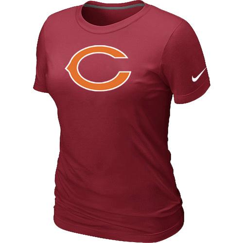 Cheap Women Nike Chicago Bears Red Logo NFL Football T-Shirt