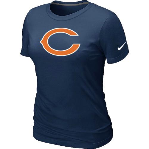 Cheap Women Nike Chicago Bears D.Blue Logo NFL Football T-Shirt