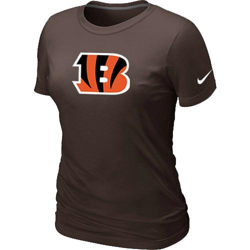 Cheap Women Nike Cincinnati Bengals Brown Logo NFL Football T-Shirt