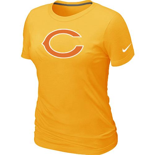 Cheap Women Nike Chicago Bears Yellow Logo NFL Football T-Shirt