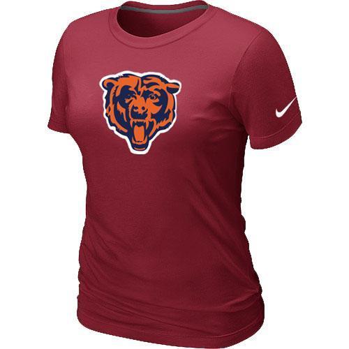 Cheap Women Nike Chicago Bears Black Tean Logo Red NFL Football T-Shirt