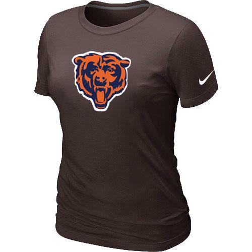 Cheap Women Nike Chicago Bears Black Tean Logo Brown NFL Football T-Shirt