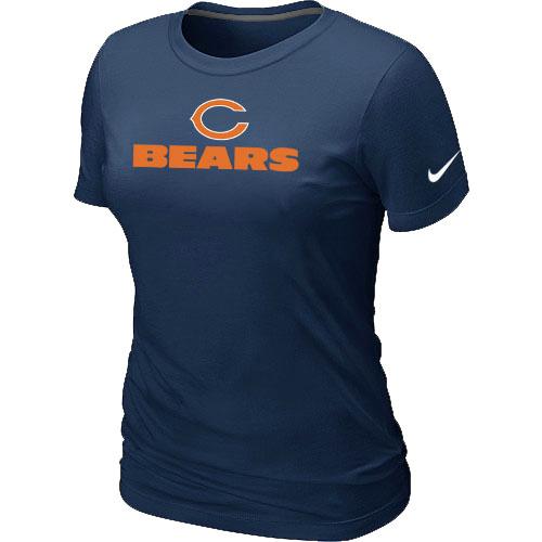 Cheap Women Nike Chicago Bears Authentic logo D.blue NFL Football T-Shirt