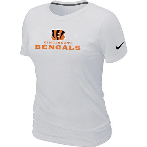 Cheap Women Nike Cincinnati Bengals Authentic Logo - White NFL Football T-Shirt