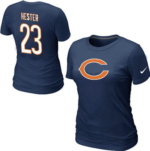 Cheap Women Nike Chicago Bears Devin Hester Name & Number Blue NFL Football T-Shirt