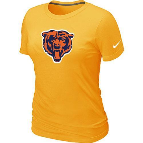 Cheap Women Nike Chicago Bears Black Tean Logo Yellow NFL Football T-Shirt