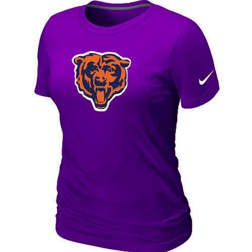 Cheap Women Nike Chicago Bears Black Tean Logo Purple NFL Football T-Shirt