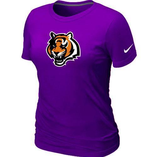 Cheap Women Nike Cincinnati Bengals Tean Logo Purple NFL Football T-Shirt