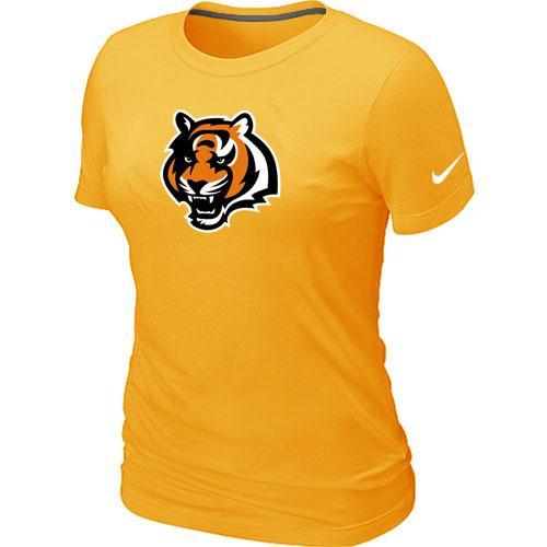 Cheap Women Nike Cincinnati Bengals Tean Logo Yellow NFL Football T-Shirt