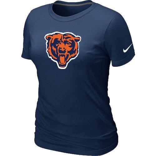 Cheap Women Nike Chicago Bears Black Tean Logo D.Blue NFL Football T-Shirt