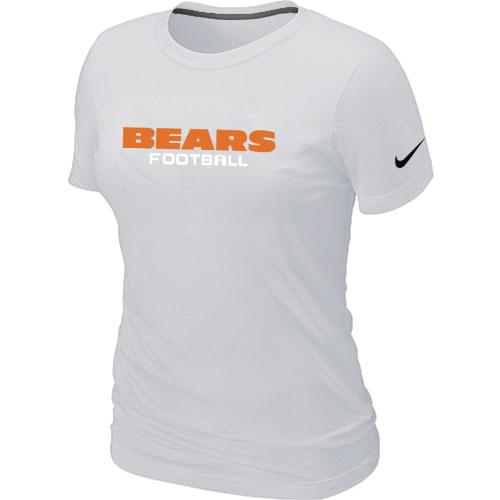 Cheap Women Nike Chicago Bears Sideline Legend Authentic Font White NFL Football T-Shirt