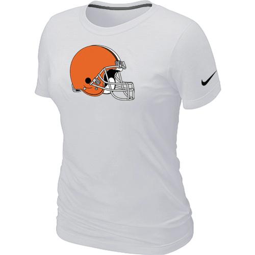 Cheap Women Nike Cleveland Browns White Logo NFL Football T-Shirt